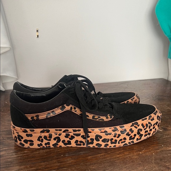 Vans Black and Leopard Women's Sneakers - Picture 5 of 6